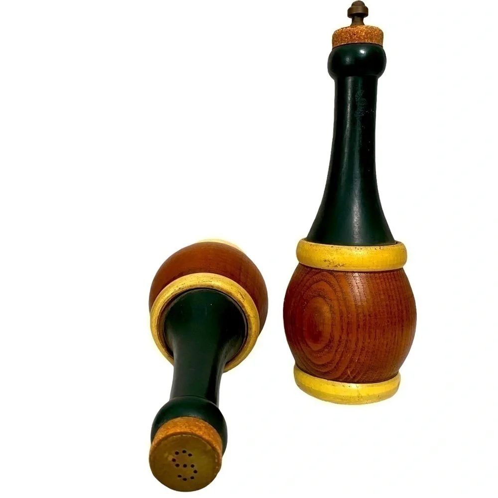 Vintage Wood Turned Salt & Pepper Shakers Made in Japan